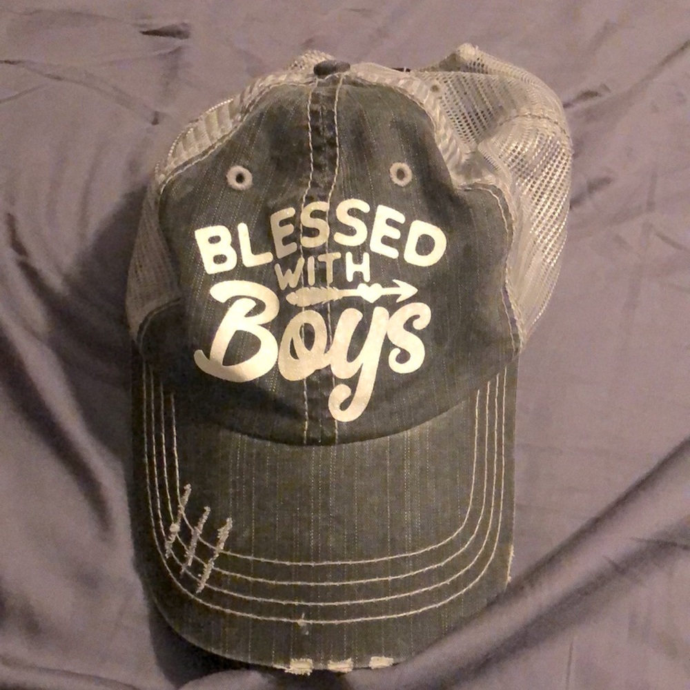 Distressed “BLESSED WITH Boys” hat